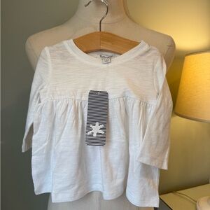 NWT Splendid Girls White Long Sleeve Dress or Top w/ empire waist - 6-12 mos